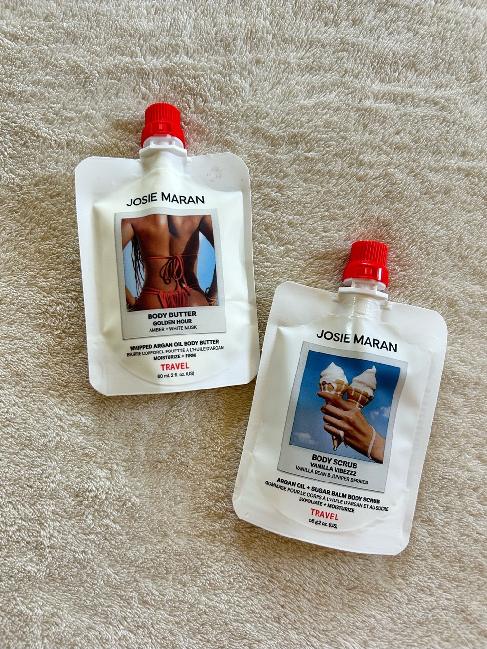 JOSIE MARAN White Travel Body Butter & Body Scrub